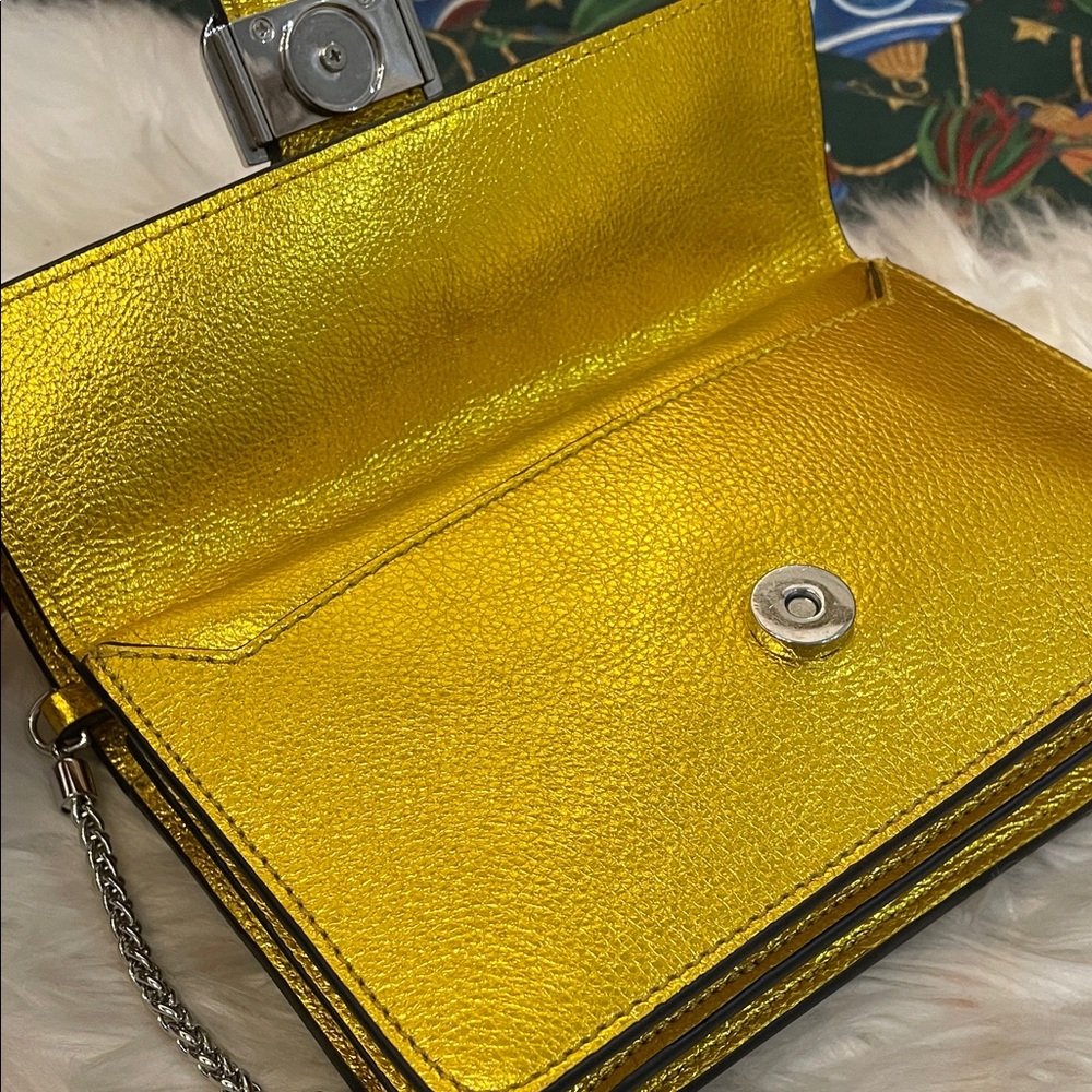 💜Coccinelle Vibrant Yellow Crossbody Bag with Chain Strap - Picture 10 of 16